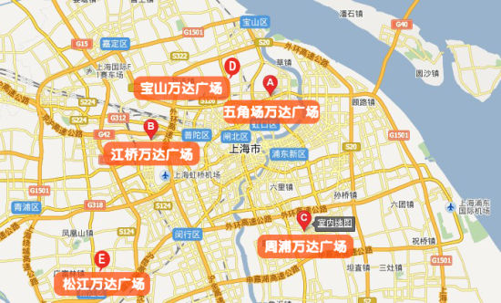 上海松江新城地图;+松江万达广场